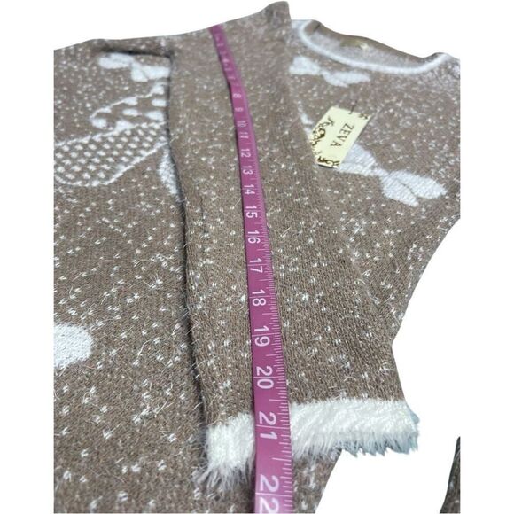 Tan White Bows Cream Knit Sweater - Picture 5 of 7